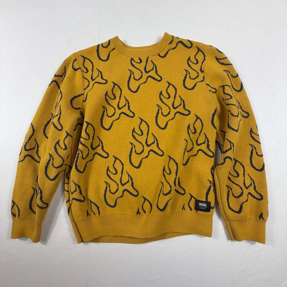 Vans Blaze Crewneck Sweater Harvest Gold Flame Pattern